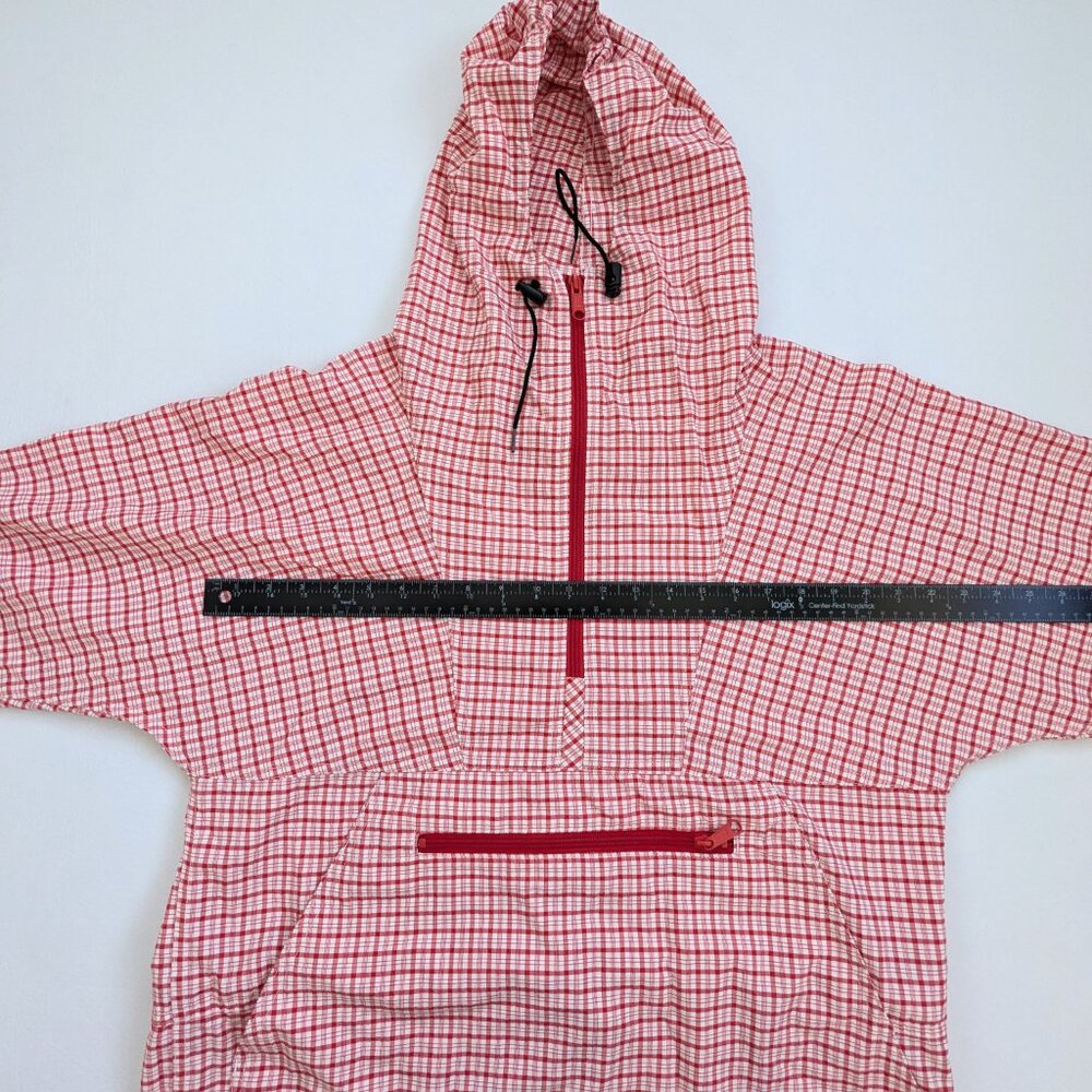 Vintage L.L. Bean Red Check 90's Windbreaker Anorak Size M Packable - Picture 7 of 10